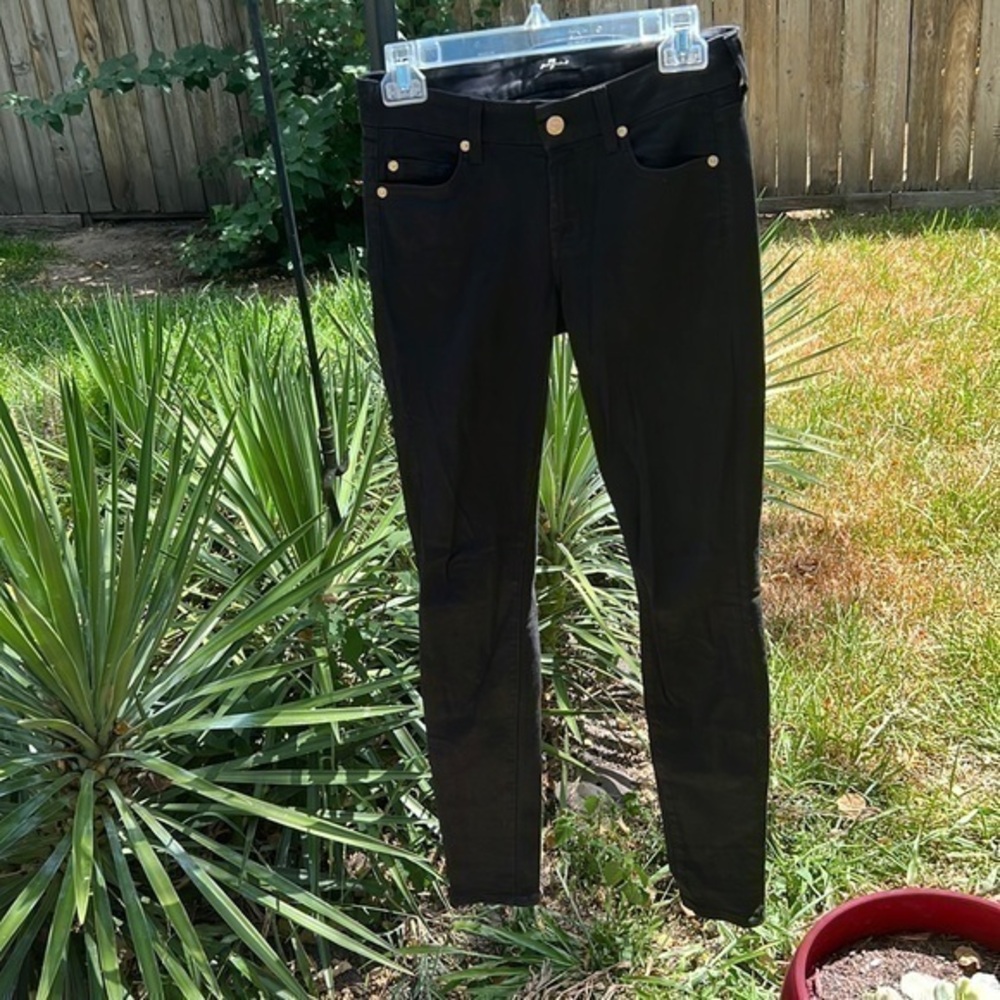 ▶️ 7FAMK ◀️ Black Metallic/ slight leather look Jeans